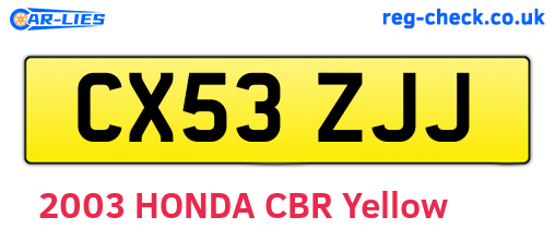CX53ZJJ are the vehicle registration plates.