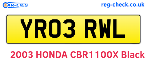 YR03RWL are the vehicle registration plates.