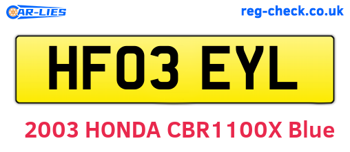 HF03EYL are the vehicle registration plates.