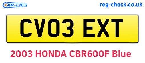 CV03EXT are the vehicle registration plates.