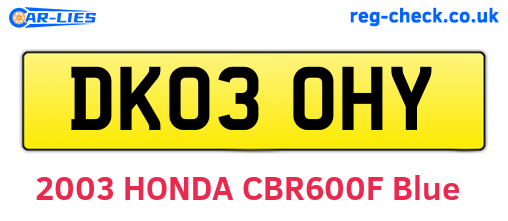 DK03OHY are the vehicle registration plates.