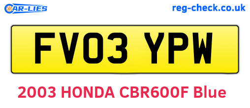 FV03YPW are the vehicle registration plates.