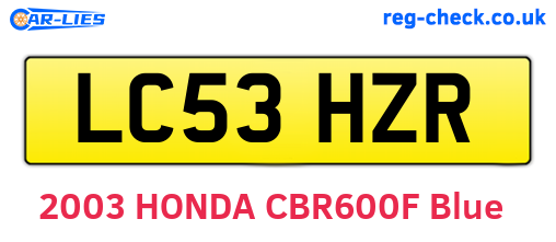 LC53HZR are the vehicle registration plates.