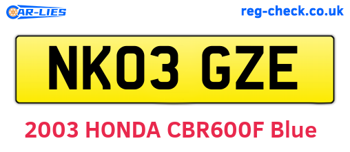 NK03GZE are the vehicle registration plates.