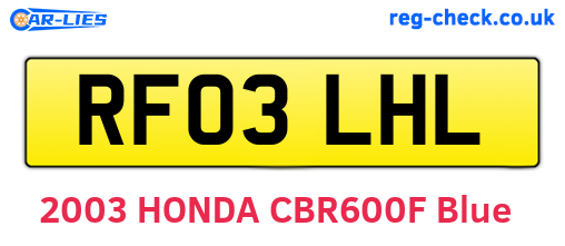 RF03LHL are the vehicle registration plates.