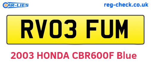 RV03FUM are the vehicle registration plates.