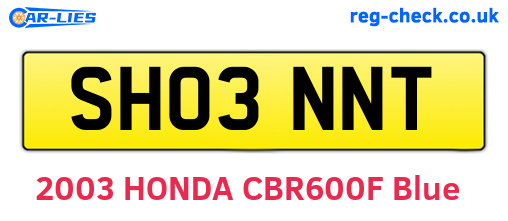 SH03NNT are the vehicle registration plates.