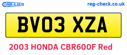 BV03XZA are the vehicle registration plates.