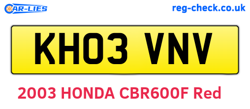 KH03VNV are the vehicle registration plates.