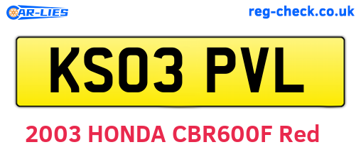 KS03PVL are the vehicle registration plates.
