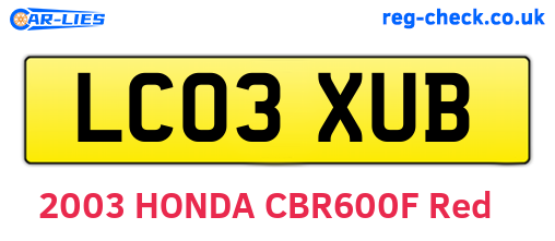 LC03XUB are the vehicle registration plates.