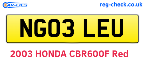 NG03LEU are the vehicle registration plates.