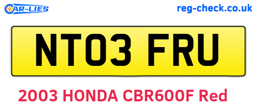 NT03FRU are the vehicle registration plates.