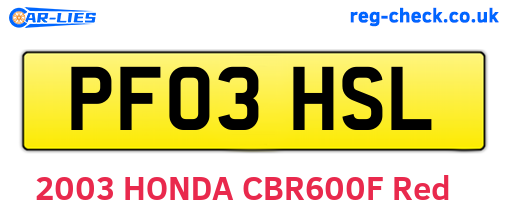 PF03HSL are the vehicle registration plates.