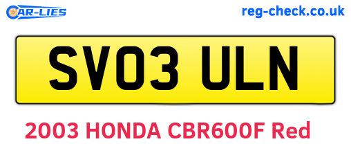 SV03ULN are the vehicle registration plates.