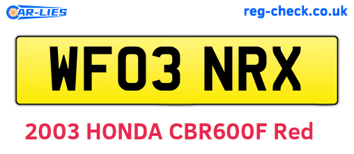 WF03NRX are the vehicle registration plates.