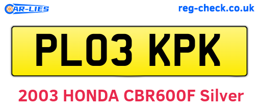 PL03KPK are the vehicle registration plates.