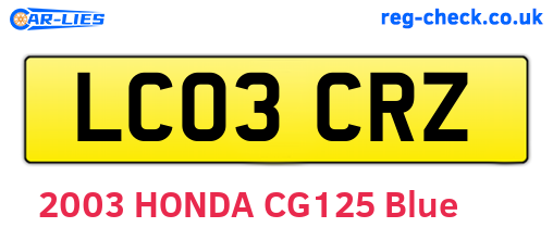 LC03CRZ are the vehicle registration plates.