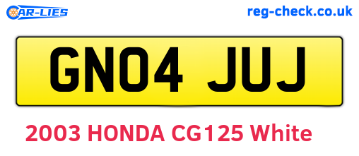 GN04JUJ are the vehicle registration plates.