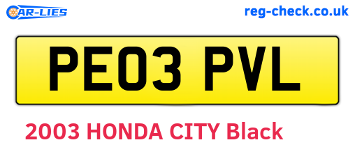 PE03PVL are the vehicle registration plates.