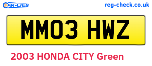 MM03HWZ are the vehicle registration plates.