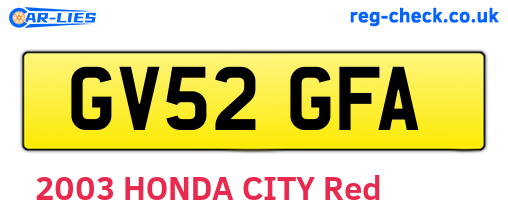 GV52GFA are the vehicle registration plates.