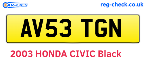 AV53TGN are the vehicle registration plates.
