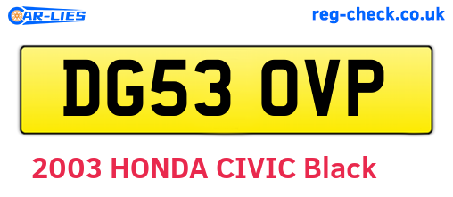 DG53OVP are the vehicle registration plates.