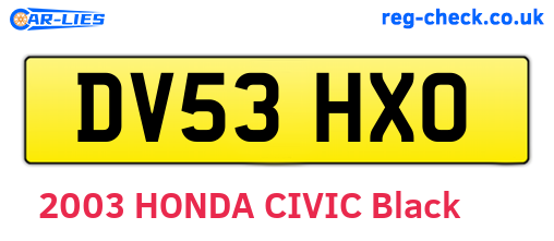 DV53HXO are the vehicle registration plates.