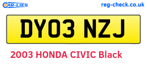 DY03NZJ are the vehicle registration plates.