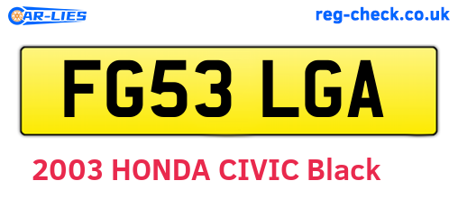 FG53LGA are the vehicle registration plates.