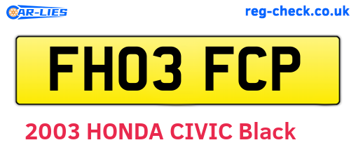 FH03FCP are the vehicle registration plates.