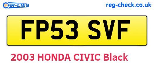 FP53SVF are the vehicle registration plates.