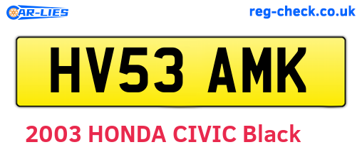HV53AMK are the vehicle registration plates.