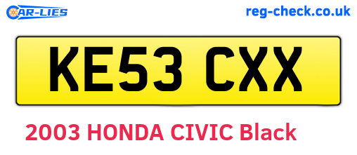 KE53CXX are the vehicle registration plates.