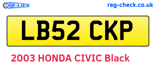 LB52CKP are the vehicle registration plates.