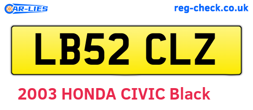 LB52CLZ are the vehicle registration plates.