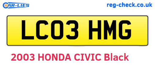 LC03HMG are the vehicle registration plates.