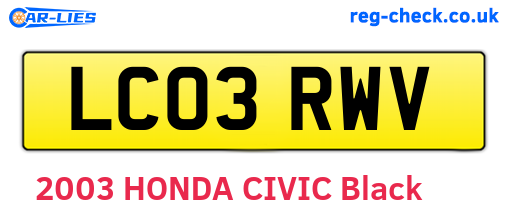 LC03RWV are the vehicle registration plates.