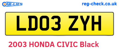 LD03ZYH are the vehicle registration plates.