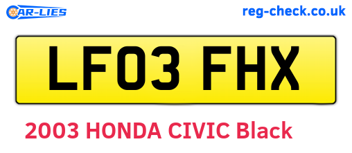 LF03FHX are the vehicle registration plates.