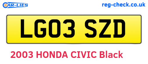 LG03SZD are the vehicle registration plates.