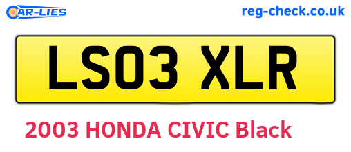 LS03XLR are the vehicle registration plates.