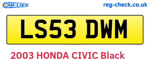 LS53DWM are the vehicle registration plates.
