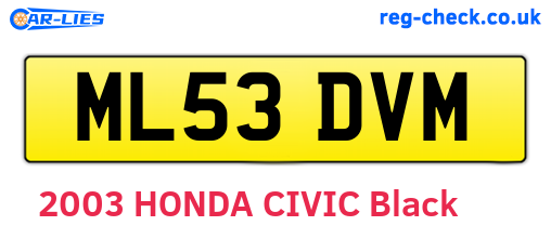 ML53DVM are the vehicle registration plates.