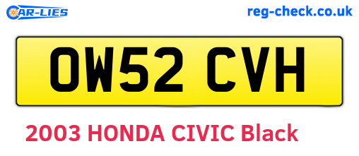 OW52CVH are the vehicle registration plates.