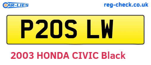 P20SLW are the vehicle registration plates.