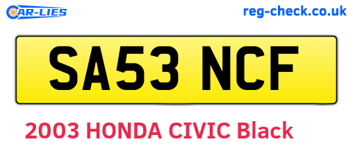 SA53NCF are the vehicle registration plates.