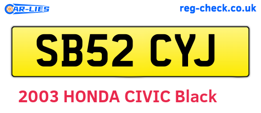 SB52CYJ are the vehicle registration plates.