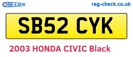 SB52CYK are the vehicle registration plates.